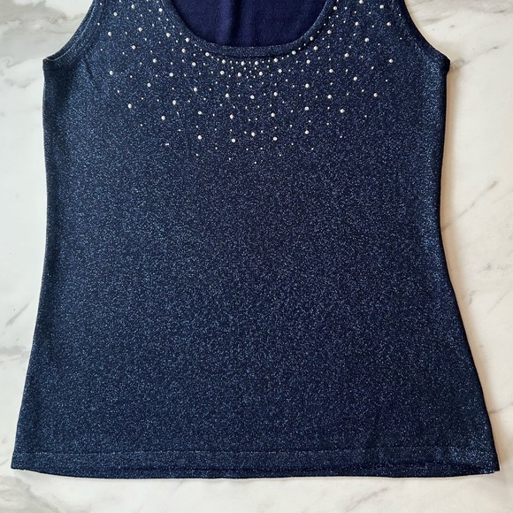 Belldini size M navy glittery knit tank top - Picture 7 of 14